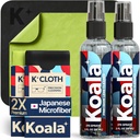 Koala Eyeglass Lens Cleaner Spray Kit | (2x) Glasögon Cleaner Bottle + (2x) Microfiber Cloth | Alkoholfria glasögon, skärm och kamera rengöring Kit | Made in USA (4 Piece Set)