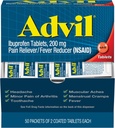Advil Pain Reliever och Fever Reducer, Pain Relief Medicine med Ibuprofen 200mg för huvudvärk, Backache, Menstrual smärta och gemensamma smärtlindring - 100 belagda tabletter (förpackning kan variera )
