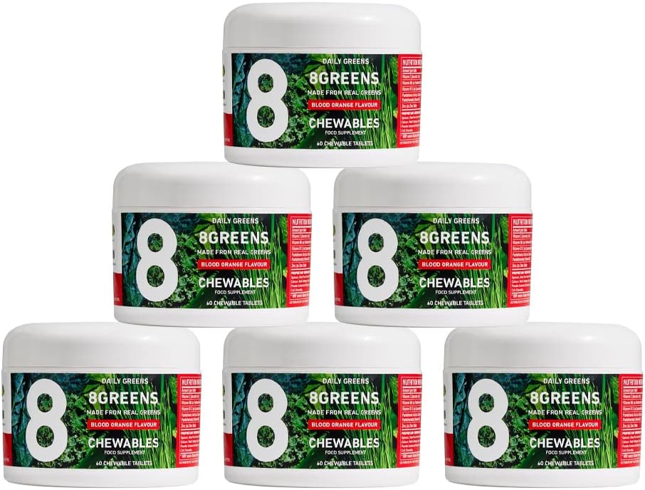 8Greens World's First Green Chewable Made från Real Greens för att stödja immunitet och energi, gröna pulver (Pack of 6)