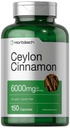 Horbäach Ceylon Cinnamon kapslar | 6000 mg | 150 greve | Non-GMO & Gluten fri tillägg