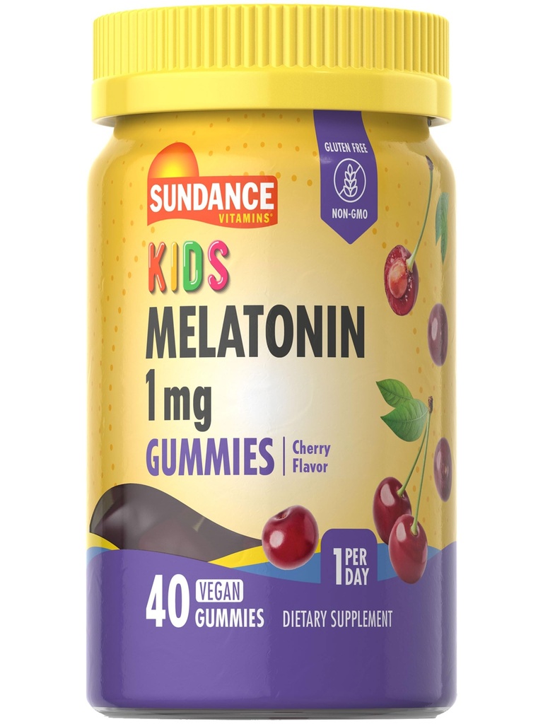 Sundance Kid Melatonin Gummies 1mg | 40 greve | Cherry Flavor | Vegan, icke-GMO och Gluten fri tillägg