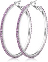 925 Sterling Silver Earrings Large Rhinestone Hoop Earrings Big Cubic Zirconia Hoop Earrings Thin Rhinestones Round Hoop Earrings för kvinnor 20/30/40/50/60/70mm Sparkly Hoops med kristaller för kvinnor