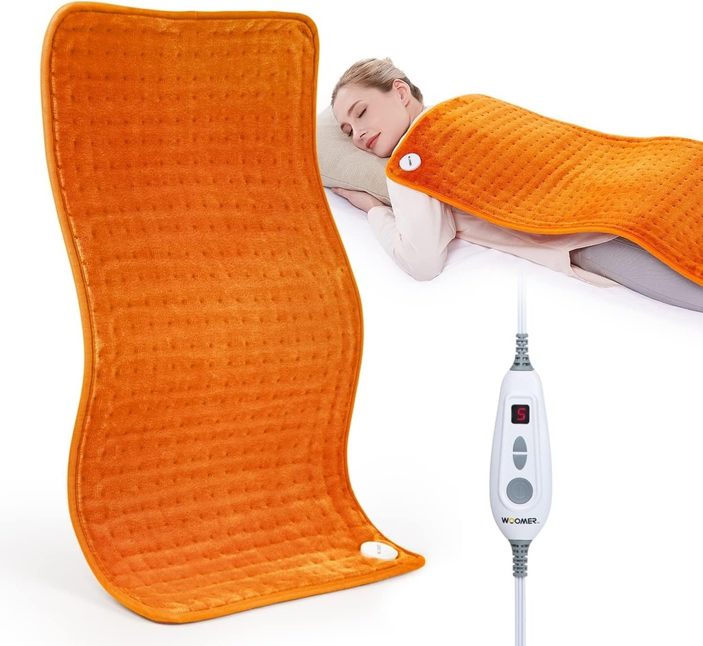 WOOMER Extra Large Heating Pad, 17 "x33" XL Heating Pad, Heat Pad med Multi-Color Option, Moist Heat Therapy Feature, Auto Shut-Off, Power Cords Storage Belt