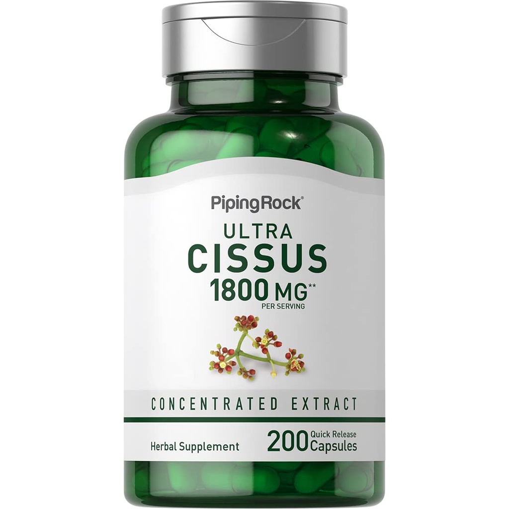 Piping Rock Cissus Quadrangularis Supplement 1800mg | 200 kapslar | Ultra Concentrated Herbal Extract | Non-GMO, Gluten Free