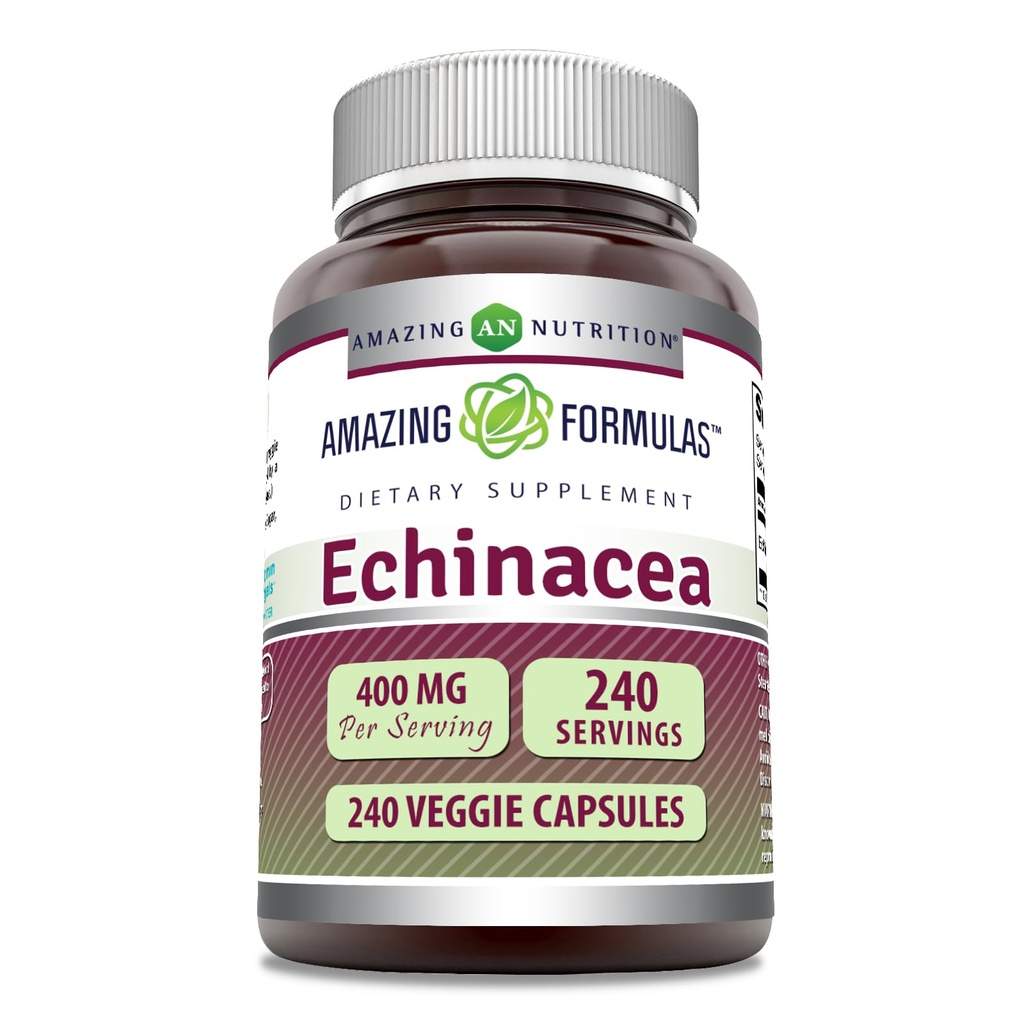 Fantastiska formler Echinacea Supplement | 400 Mg per portion | 240 Veggie Capsules | Icke-GMO | Glutenfri | Made in USA