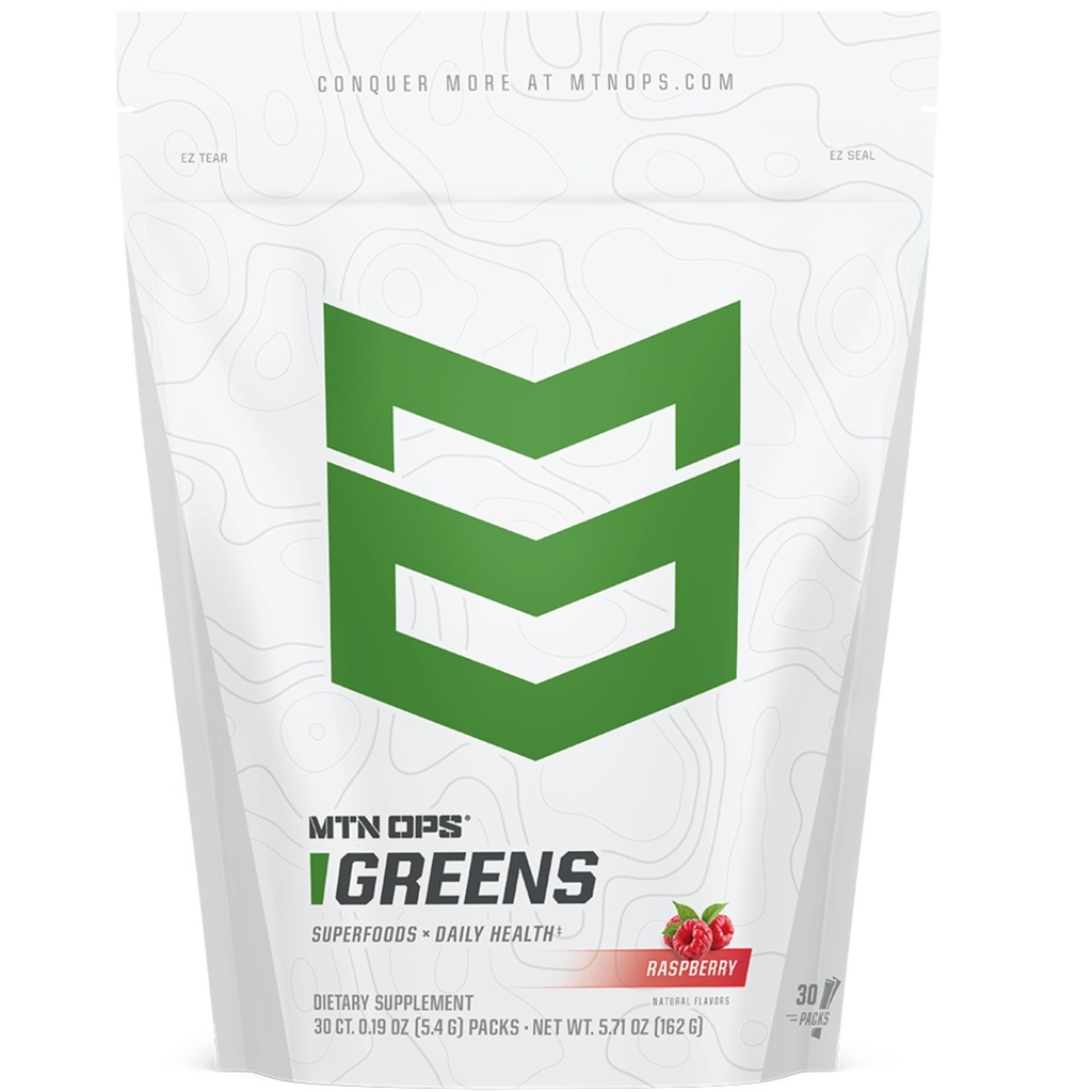 MTN OPS Super Greens Daily Immune Health and Energy Drink Powder - Digestive Health Support Blend Boosted with Chlorophyll-Rich Greens | 30 On-The-Go Packs | Lägg bara till vatten
