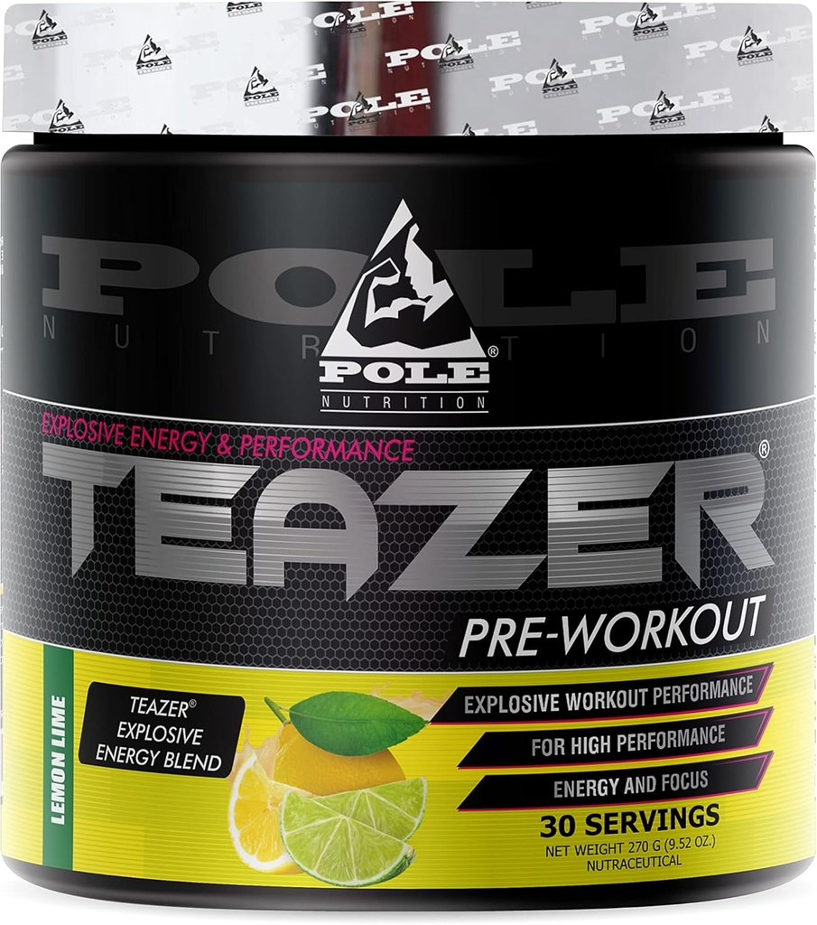 Pre-workout pulver | smaksatt, maximal prestanda formel | 270 Gram, 30 servering (Lemon Lime)
