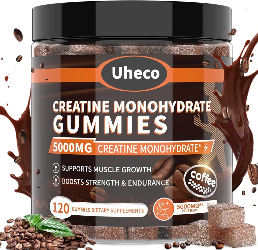 Kaffe smak Kreatinmonohydrat Gummies 5000mg för män och kvinnor, Innehåller L-Taurin + Vitamin B12, Betaine, L-Citrulline för muskelstyrka, förbättrad träningsuthållighet -116 greve