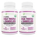 Max Absorption USDA Organic Milk Thistle Potent 5:1 Koncentrerad extrakt (2000mg Styrka) & Organic Dandelion Root | Silymarin Antioxidant Flavonoid | Lever Support Supplement (60 greve av 2)