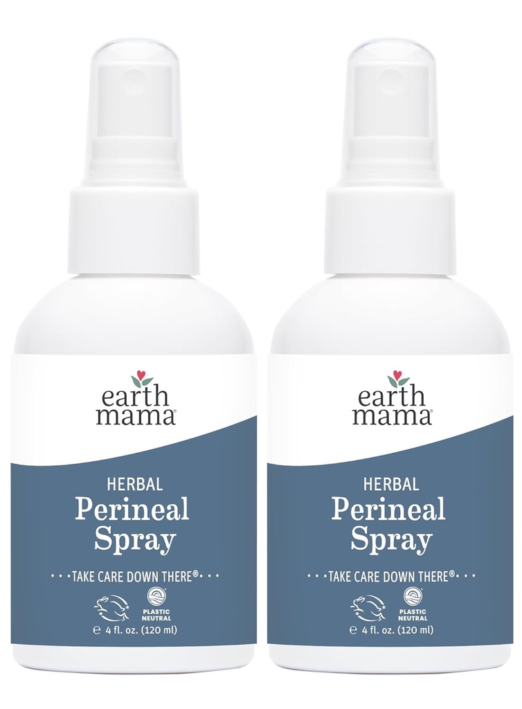 Earth Mama Herbal Perineal Spray | Säker för graviditet och postpartumåterhämtning, Häxa Hazel Natural Cooling Spray för efter födelse Feminine Care Essentials, No Benzocaine eller Butane, 4-Fl oz (2-Pack)