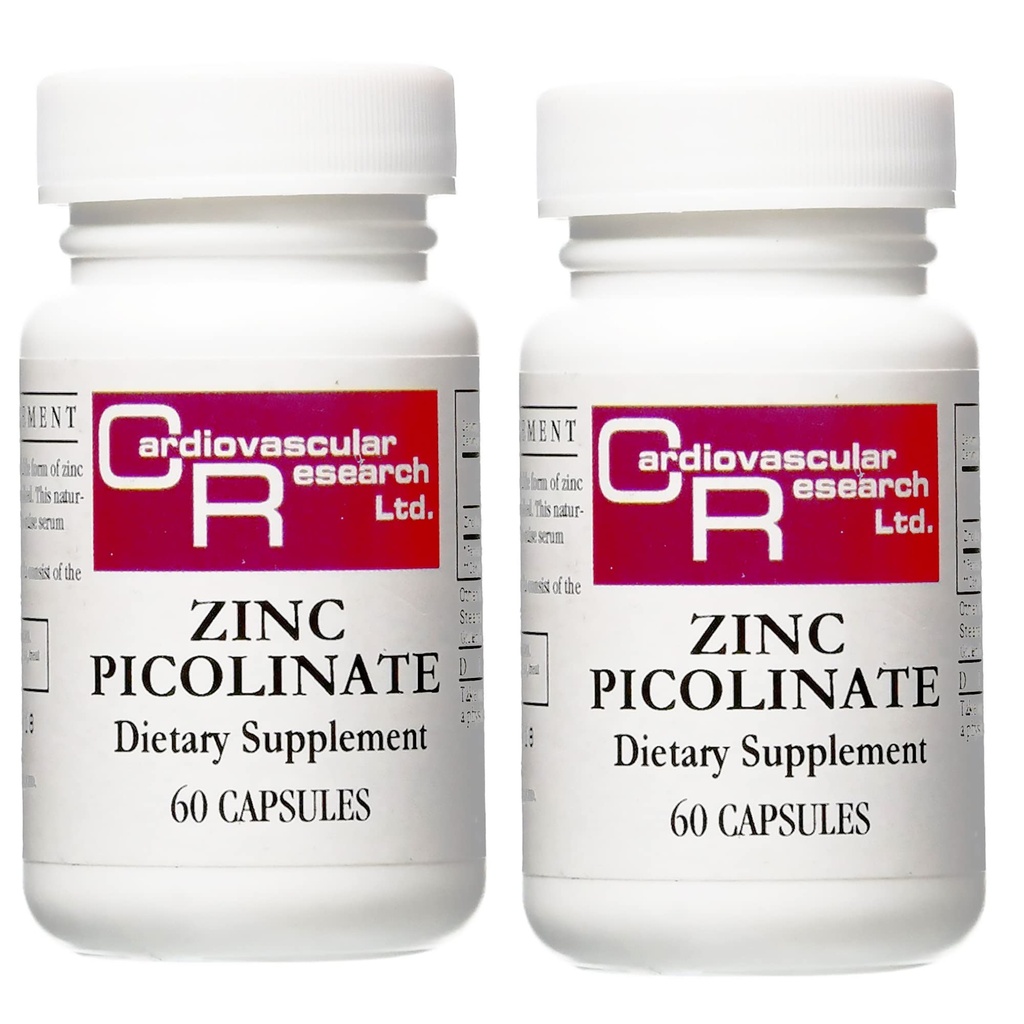 Kardiovaskulär forskning Zink 25 mg Zink Picolinate 120 kapslar - för Immune System Support - Två flaska Bundle