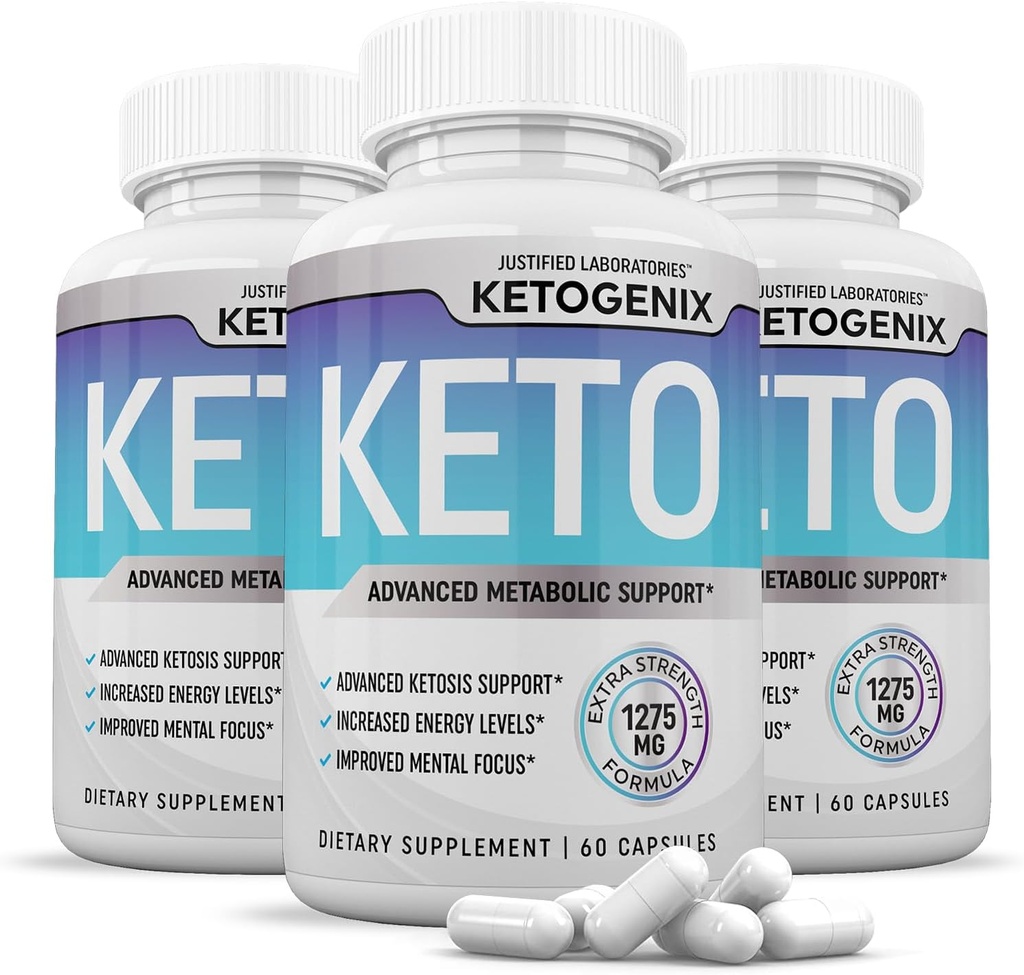 (3 Pack) Ketogenix Keto Pills 1275MG New & Improved Formel innehåller Apple Cider Vinegar Extra Virgin Olive Oil Powder Green Tea Leaf 180 kapslar