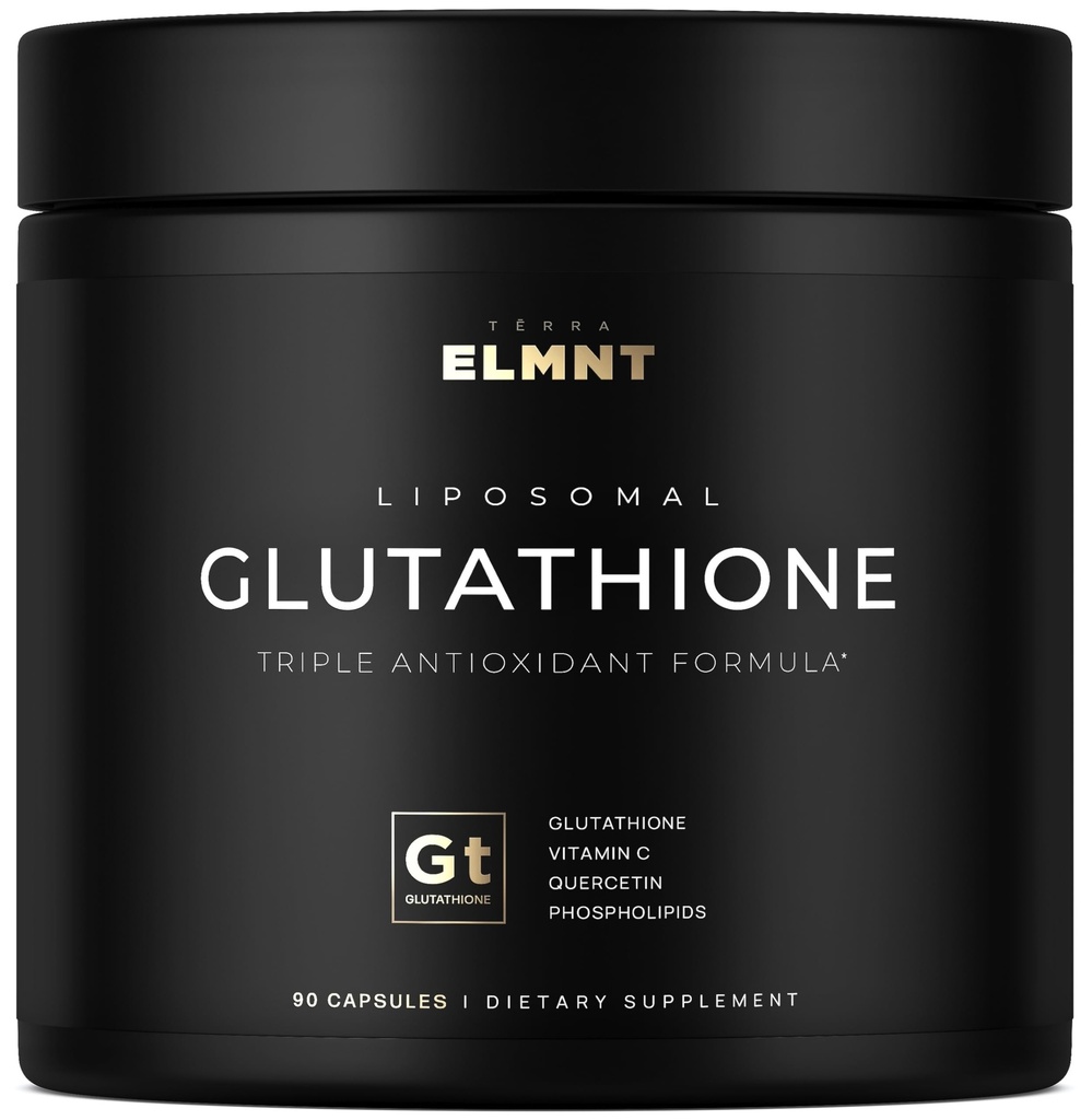 ELMNT 2150mg Super Liposomal Glutathione Supplement w. Vitamin C, Quercetin & Pure L Glutathione 2000mg Triple Action Formel Glutathione Liposomal Supplement w. Phospholipid Layer - 90 piller, icke-GMO
