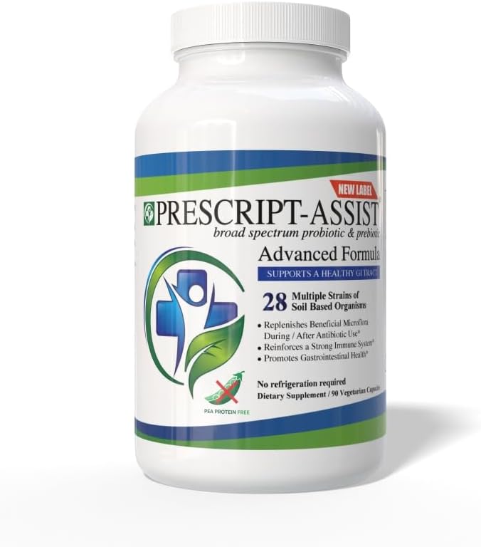 Prescript-Assist Prebiotika & Probiotika för Digestive & Immune Health utan Pea Protein för snabb absorption - Avancerad växtbaserad, Vegan, Support Muscle Recovery & Gut Health, 90 kapslar