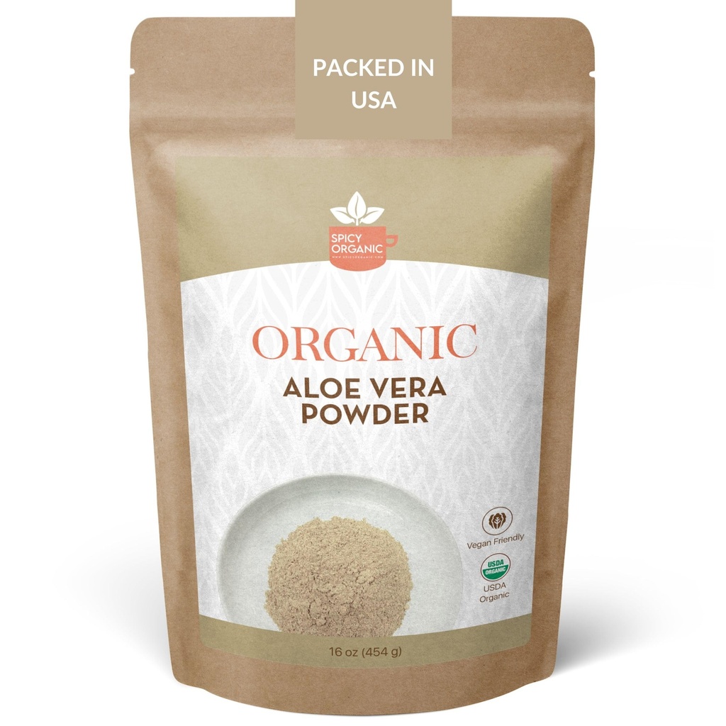 Organisk Aloe Vera pulver för hud och hår - 4 oz. - Aloe Barbadensis - närande ansikte mask för naturlig skönhet, USDA Certified Organic & Non-GMO