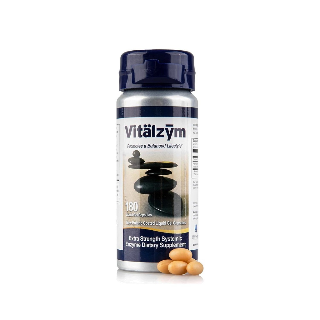 Proteolytiska systemiska enzymer Liquid Gel Capsules med serrapeptase, Immune och Joint Support, Natural Ache Relief Plus Fertility Supplement (180 kapslar)