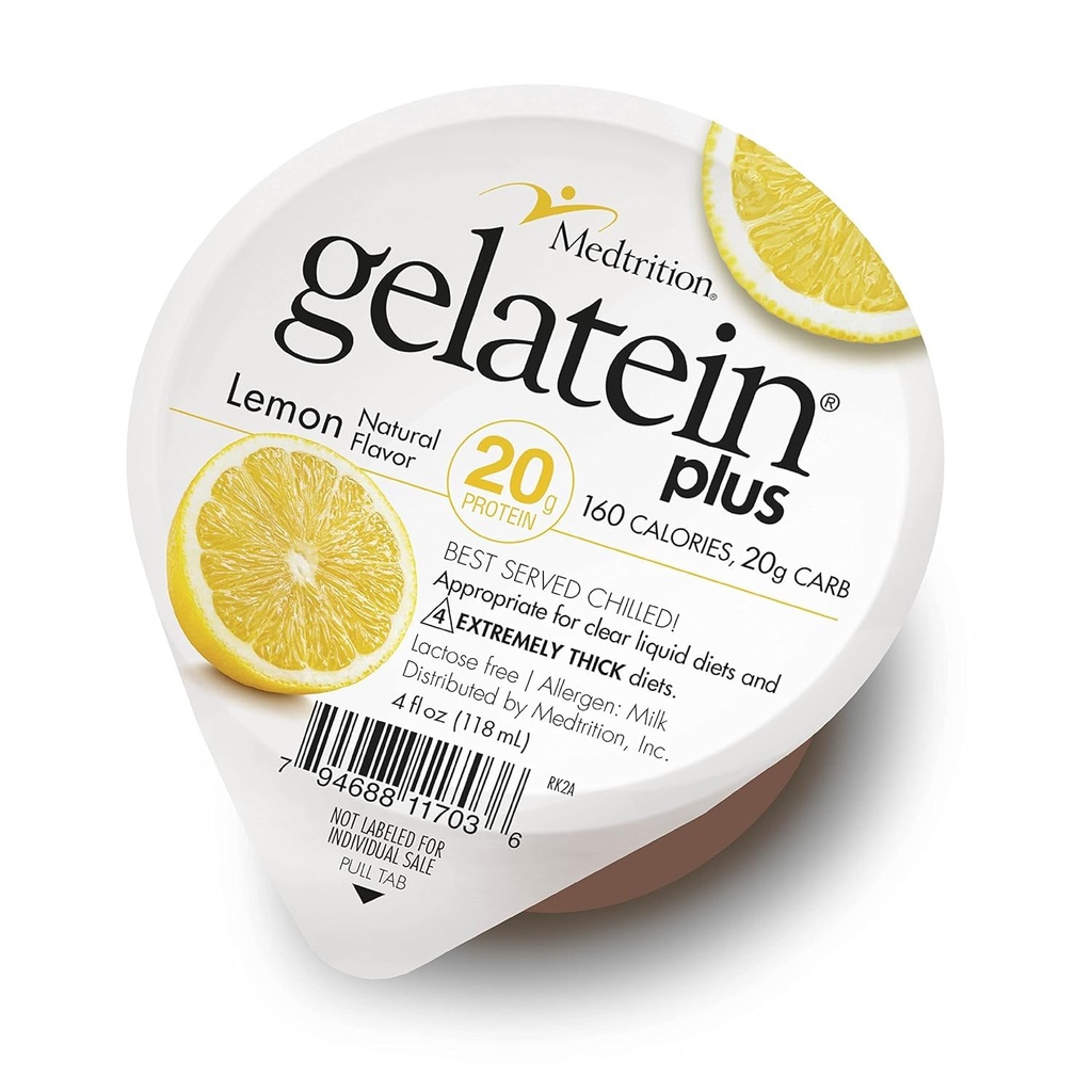 Medtrition Gelatein Plus Lemon: 20 Grams av protein. Perfekt för Clear Liquid Diets, sväljer svårigheter, dialys och onkologi. Bra pre eller Post-Workout Snack. (36 Pack)