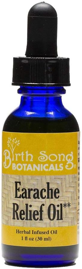 Birth Song Botanicals Herbal Ear Oil, Natural Ear Drops, Blended med vitlök och Mullein Flowers, för simmare och Wax Removal Kids, Adults, Baby, 1oz Bottle