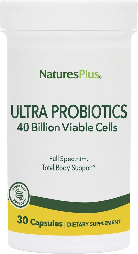 NaturesPlus Ultra Probiotics - 30 Vegan Capsules - Full Spectrum Total Body Support - Inkluderar Prebiotic Acai - 30 portioner