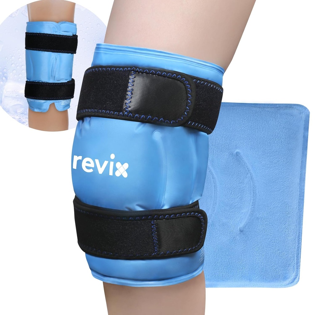 REVIX 19" Extra Large Knee Ice Pack Wrap Around Entire Knee, Återanvändbar Gel Cold Pack för obehag och Post-Workout Fatigue, Cold Compress, Enhance Comfort och Recovery