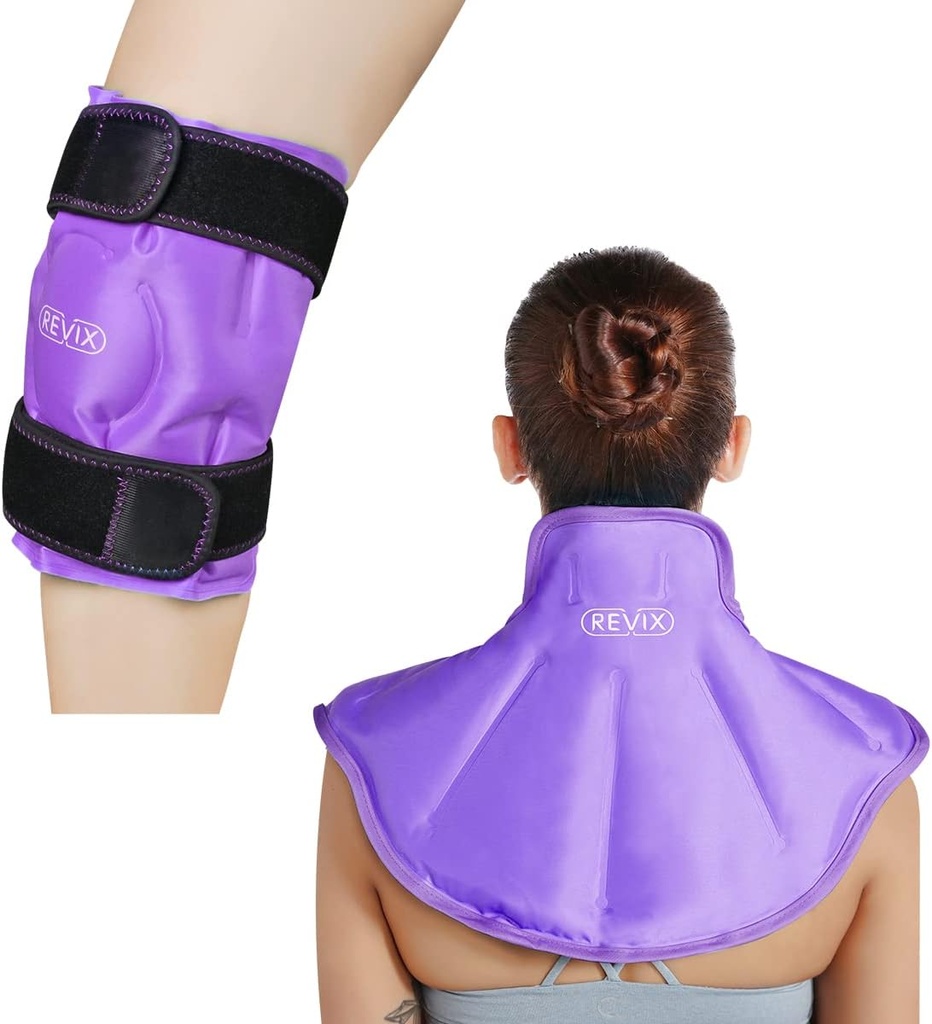 REVIX Knee Ice Pack för skador återanvändbara och stora hals Shoulder Ice Pack Wrap för övre ryggsmärtlindring