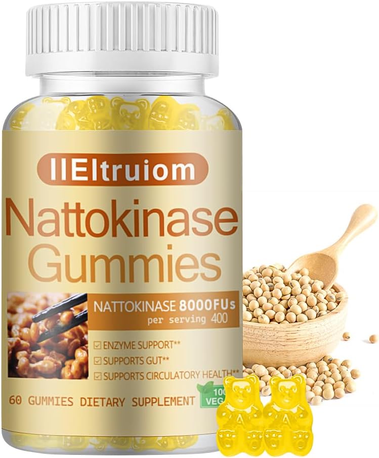 Nattokinase Supplement 8 000 FU(400mg) Per Servering, Hawthorn & Beet Root Extract, Nattokinase Gummies Traditional Natto Extract Source, 60 Counts