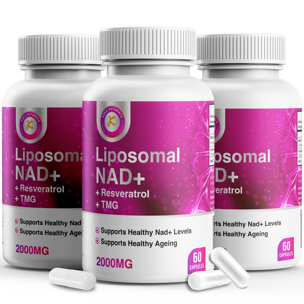 Ren NAD Resveratrol och TMG, 2000mg, 3 i 1 Avancerad Formel, Immune & Energy Support, Skin & Overall Health, 60 kapslar