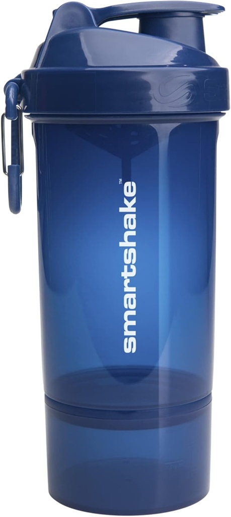 Smartshake O2GO ONE Plastic Protein Shaker Bottle 800 ml | 27 oz - Leakproof Screw-on Lid - BPA Free - Unisex - Navy Blue