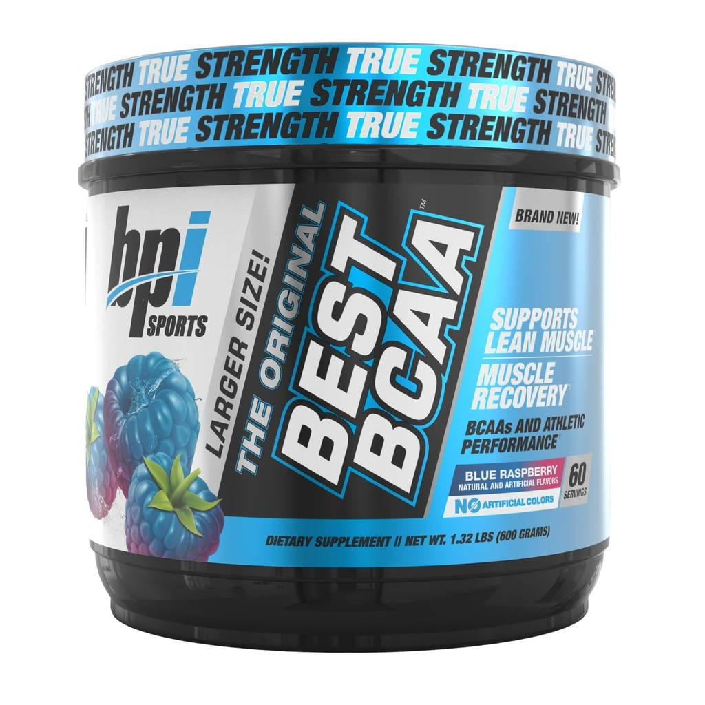 BPI Sports Best BCAA - BCAA Powder - Branched Chain Amino-syror - Muscle Recovery - Muscle Protein Synthesis - Förbättrad prestanda - Hydration - Blå Raspberry - 60 portioner - 21,12 Oz