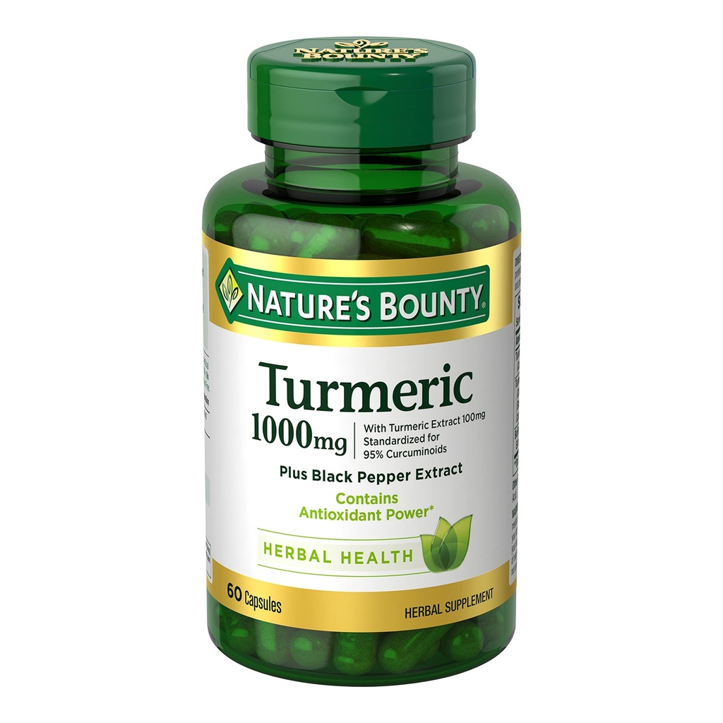 Naturens bounty gurkmeja med Black Pepper Extract, stöder antioxidant hälsa, 1000mg, 60 kapslar