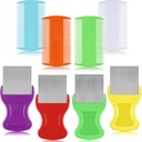 Maitys 8 Pieces Flea Lice Combs Double Sided Lice och Nit Removal Hair Grooming Plastic and Metal Comb for Humans Pets (3,5 x 2 tum, 3,54 x 1,57 tum, orange, blå, lila, vit)