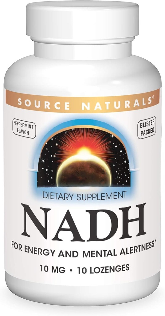 Källa Naturals NADH 10mg, Boost Energy och Mental Alertness - 10 tabletter