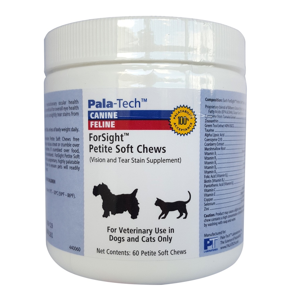 PalaTech Canine / Feline Forsight Petite Soft Chews - Tear Stain Chews för hundar - Canine Eye Supplement - Stöder Eye Health - Perfekt för Cat & Dog Eye Infection Behandling