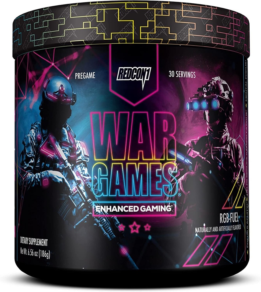 REDCON1 War Games, RGB-Fuel - Keto Friendly Focus Formel - Fokus Supplement med Nootropics + Green Tea Extract - Low Caffeine Yerba Mate med TeaCrine & Dynamine (30 portioner)