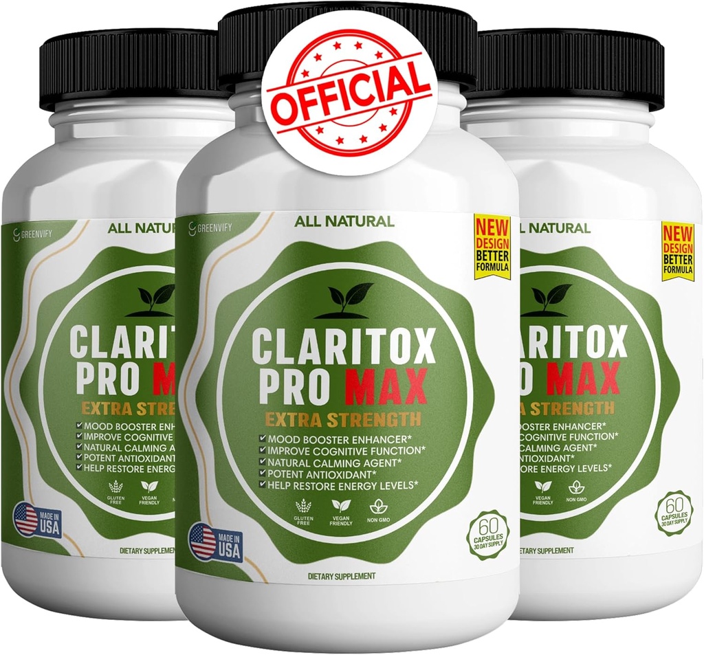 Claritox Pro Max Extra Strength Supplement, Mood Booster, Cognitive Function Enhancer, 180 kapslar (3)