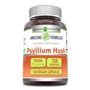Fantastiska formler Psyllium Husk 750mg Veggie Capsules Supplement | Icke-GMO | Gluten Free | Made in USA | Lämplig för vegetarianer (120 greve)