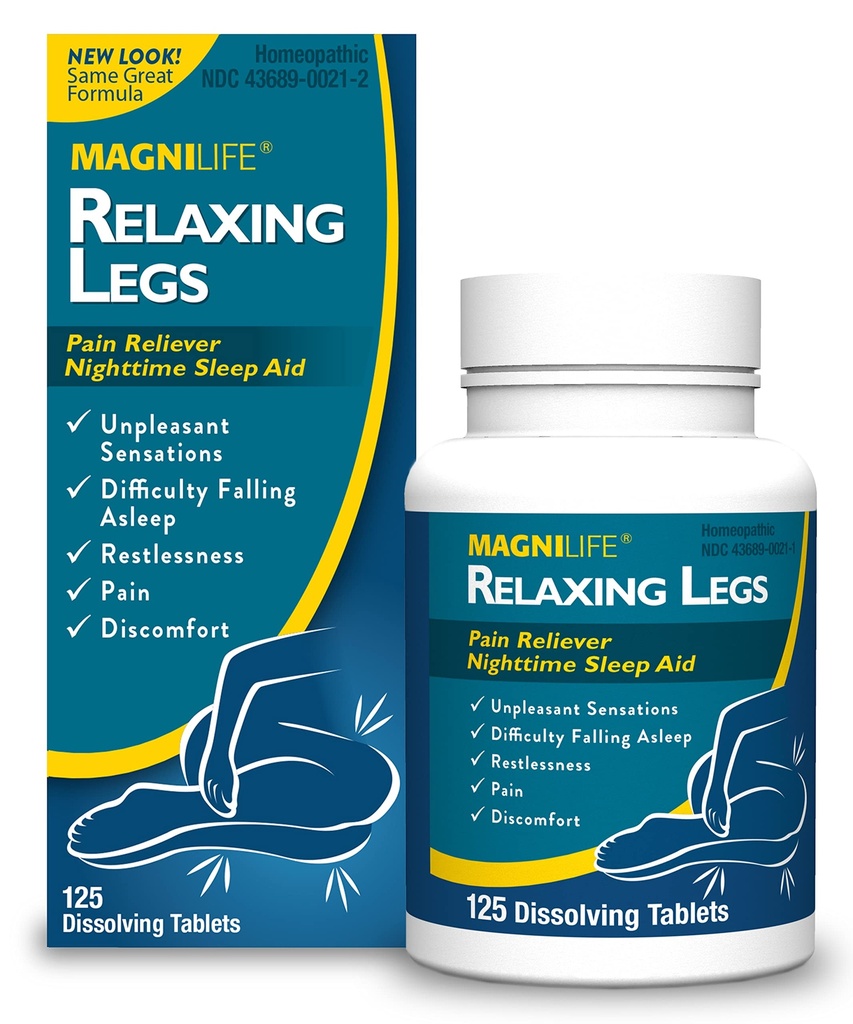 MagniLife Relaxing Legs, Restless Legs, Natural Sleep Aid och Pain Reliever, Calms Jerks, Restlessness och Discomfort - 125 Snabbupplösta tabletter