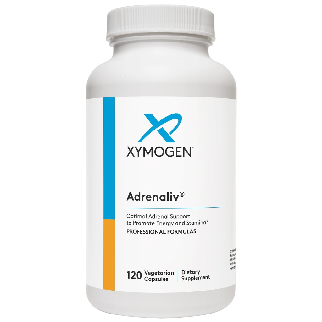 XYMOGEN Adrenaliv - Adrenal Support Supplement för att främja kroppens svar på stress, främja energi och uthållighet - Rhodiola Rosea, Eleuthero, Adrenal Complex, Licorice, Vitamin B6 (120 kapslar)
