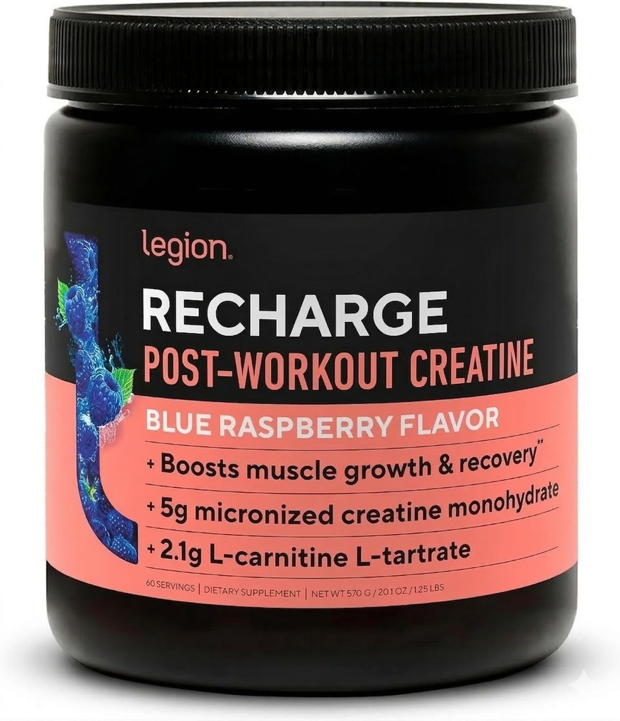 LEGION Recharge Post Workout Supplement - All Natural Muscle Builder & Recovery Drink med Micronized Creatine Monohydrate Naturligt sötad och smaksatt (Obsmakad, 30 Servering (Pack av 1)
