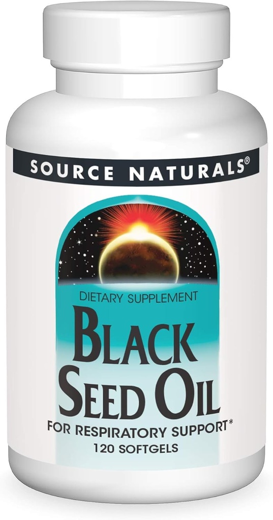 Källa Naturals Black Cumin Seed Oil för andningsstöd -120 Softgels