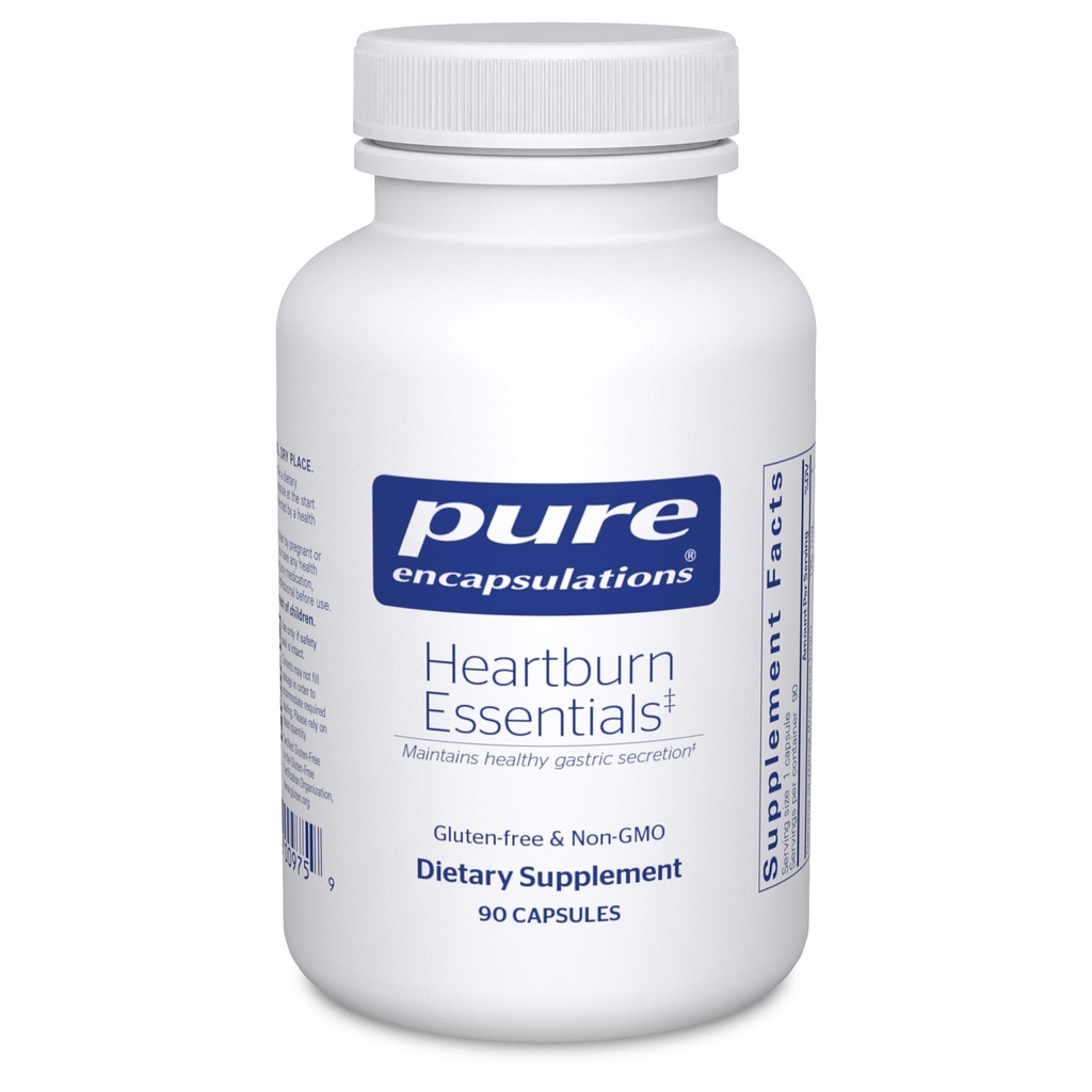 Pure Encapsulations Heartburn Essentials - Dietary Supplement Helps Decrease Occurrences of Occasional Heartburn & Indigestion - with Slippery Elm Bark - 90 Capsules