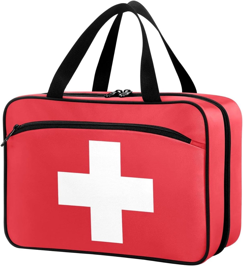 Naanle Pill Organizer Bag Travel Pill Bottle Medicine Organizer Home Storage Medication Bag för vitamintillskott, White Cross Empty Red First Aid Bag för bil Camping, 1.0 Count