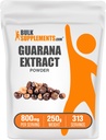 BulkSupplements.com Guarana Extract Powder - Natural Caffeine Supplement, från Guarana Seed, Guarana Powder - Gluten Free, 800mg per Servering, 250g (8,8 oz) (Pack av 1)