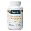 Pattern Wellness Turmeric Curcumin - 1300mg - 95% Curcuminoids med BioPerine® Black Pepper - Gemensamt, kognitivt och immunstöd - Icke-GMO, Gluten Free - 60 kapslar