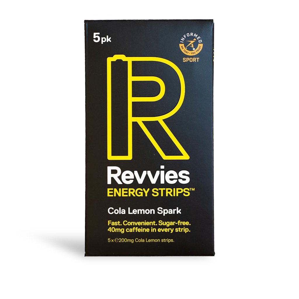 Revvies Energy Strips | Cola Lemon | 50 strips | 40mg Caffeine Strip | 2 strip = coffee/energy drink | Less than 2 Calories | Vegan | 10 x 5PK…