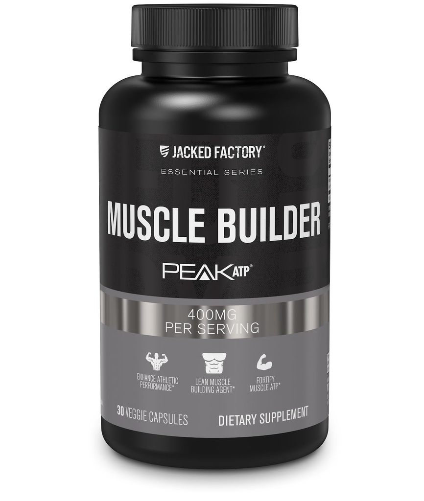 Jacked Factory Essentials Muscle Builder - ATP Muscle Builder för män med Peak ATP för att stödja muskelvinst, förbättra atletisk prestanda och öka styrka - 30 kapslar