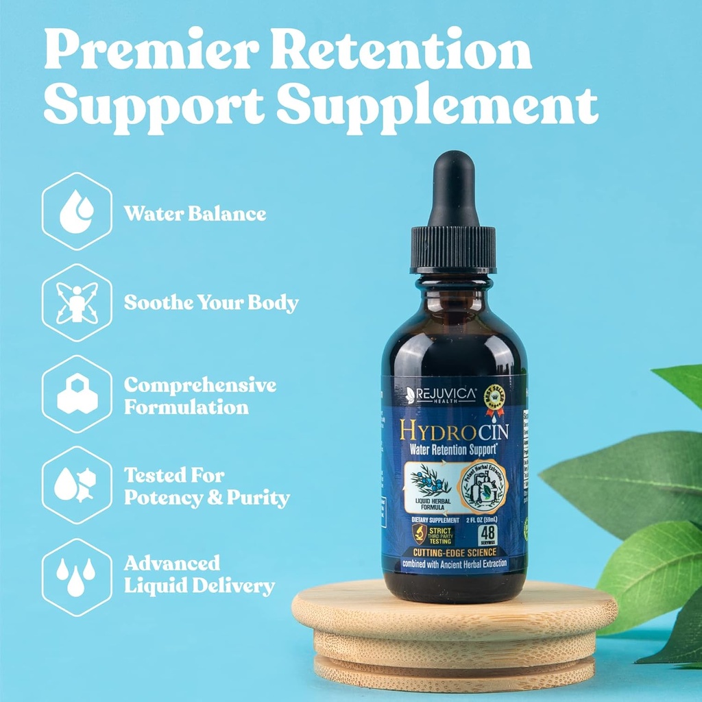 Rejuvica Health Hydrocin - Advanced Diuretic Water Retention Support Supplement - Liquid Delivery för bättre absorption - Dandelion, Uva Ursi, Juniper Berry, Celery Seed, Green Tea & More!