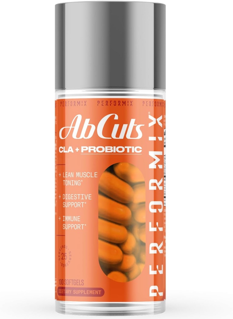 PERFORMIX - AbCuts CLA + Probiotika - Fitness Goals - Stöder Lean Muscle Growth & Gut Health - Energy & Endurance - Digestive Health Wellness - Kvinnor & Män - 100 mjuka Gels