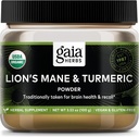 Gaia Herbs Lion's Mane & Turmeric Powder - Herbal Mushroom Supplement Powder för att hjälpa till att upprätthålla hjärnhälsa och återkalla - USDA Certified Organic-3.53 Oz (upp till 45-dagars leverans)