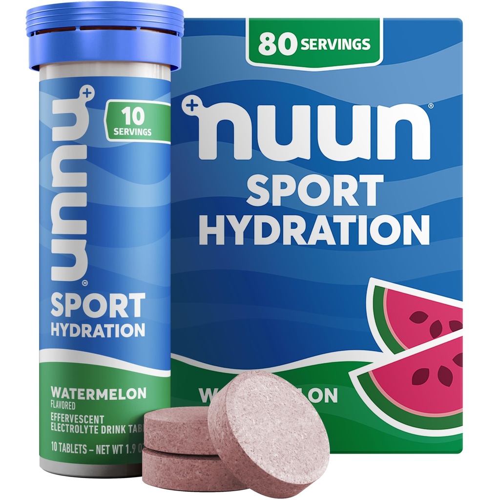 Nuun Sport Electrolyte tabletter med Magnesium, Calcium, kalium, klorid och natrium, Gluten Free & Vegan, Watermelon, 8 Pack (80 portioner totalt)
